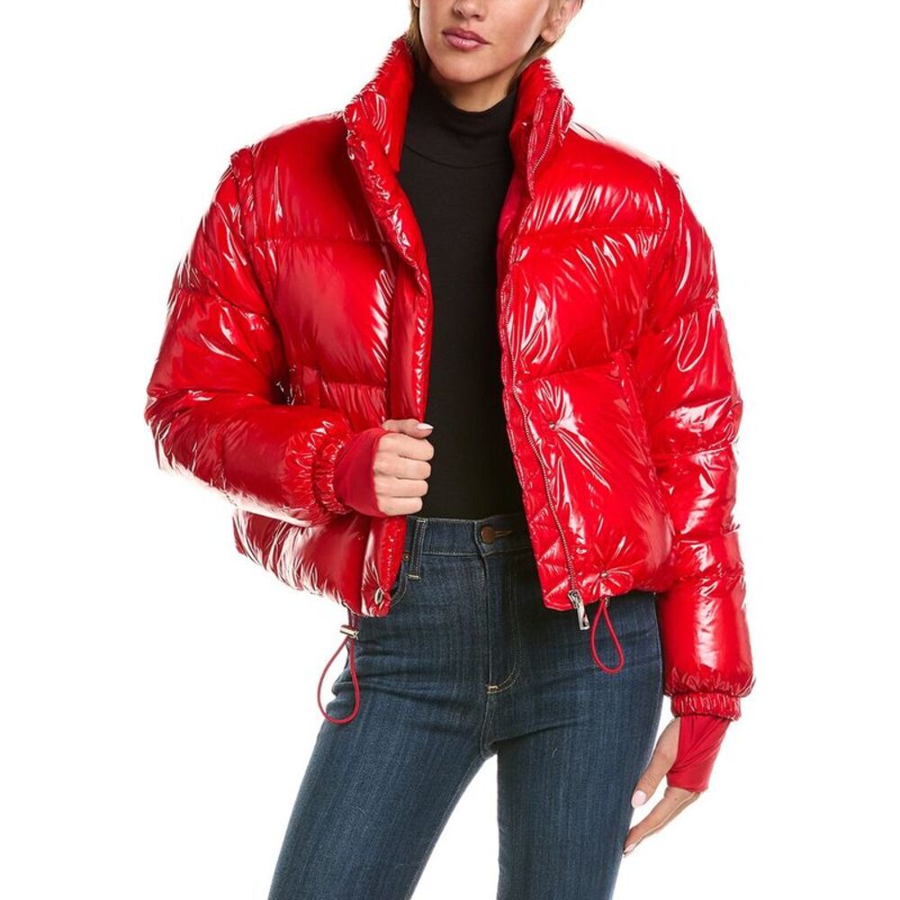 Sam. Womens  Zip-Off Sleeve Cropped Down Puffer Coat, Red